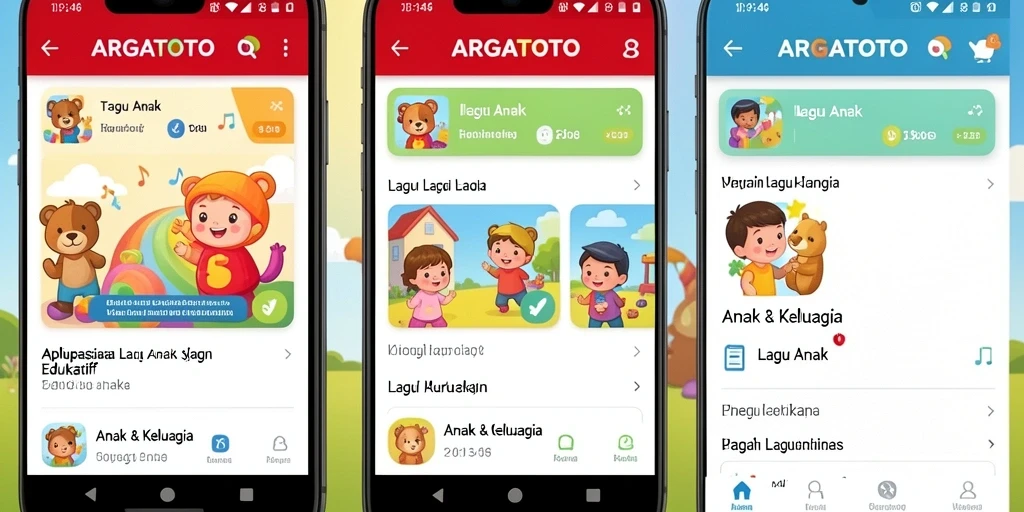 Tampilan antarmuka aplikasi ARGATOTO yang menarik dan ramah anak.