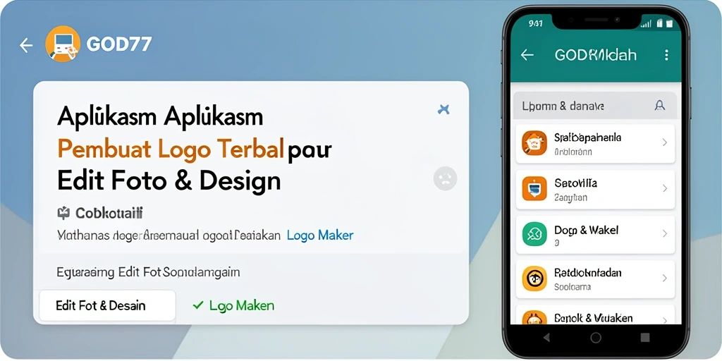 Antarmuka aplikasi GOD77 yang memudahkan proses pembuatan logo.