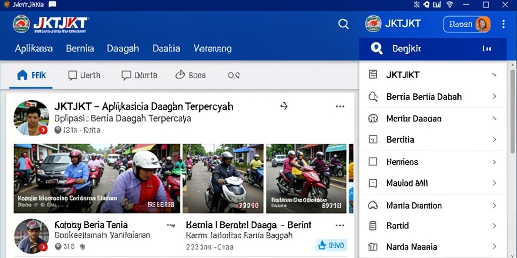 Antarmuka aplikasi JKTJKT menampilkan berita daerah terkini dengan mudah.