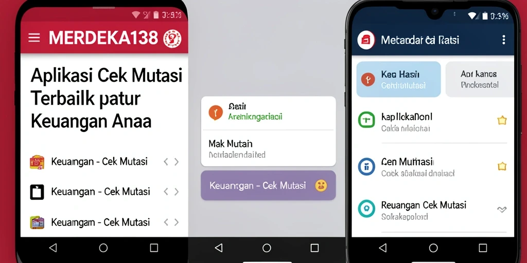 Tampilan utama aplikasi MERDEKA138 menunjukkan dashboard mutasi keuangan.